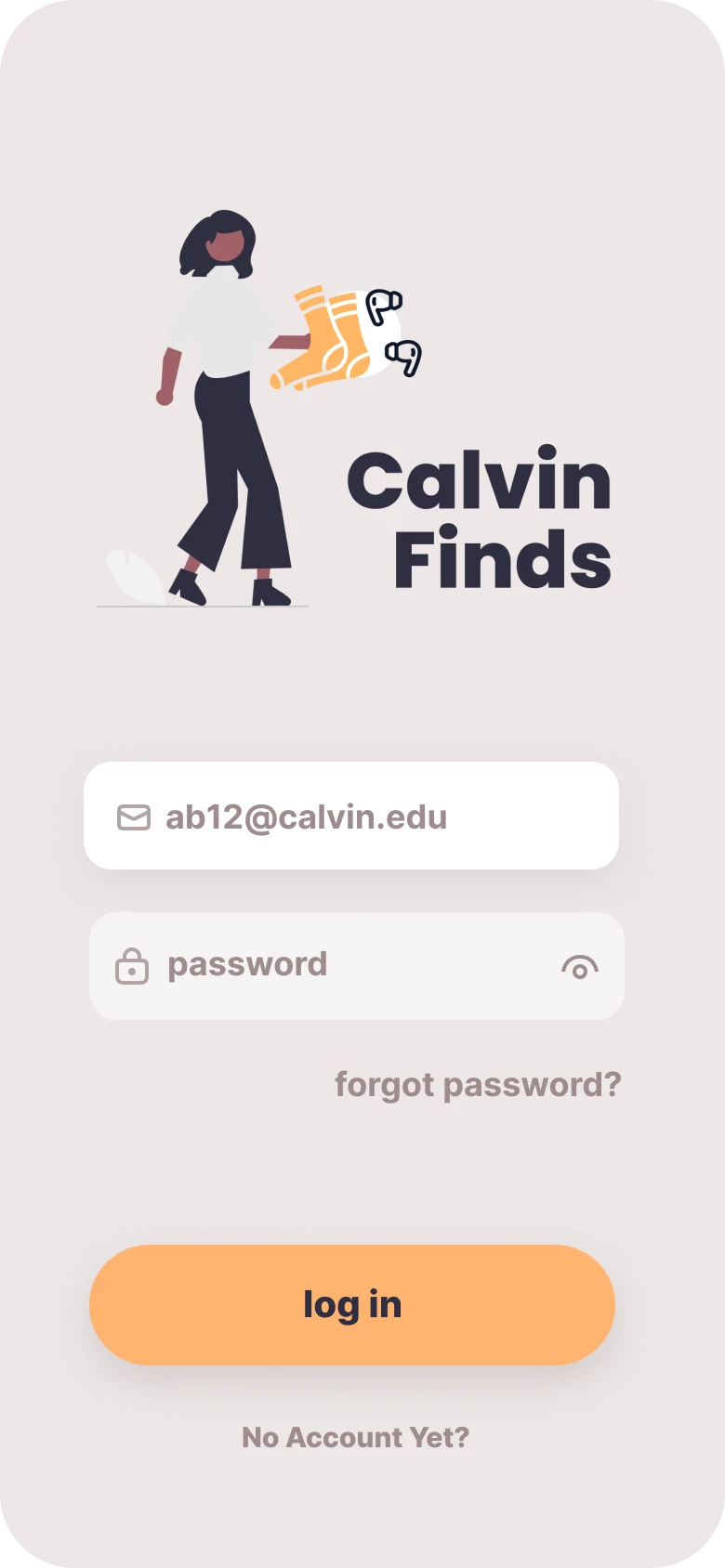 Mobile login screen with email and password input fields.