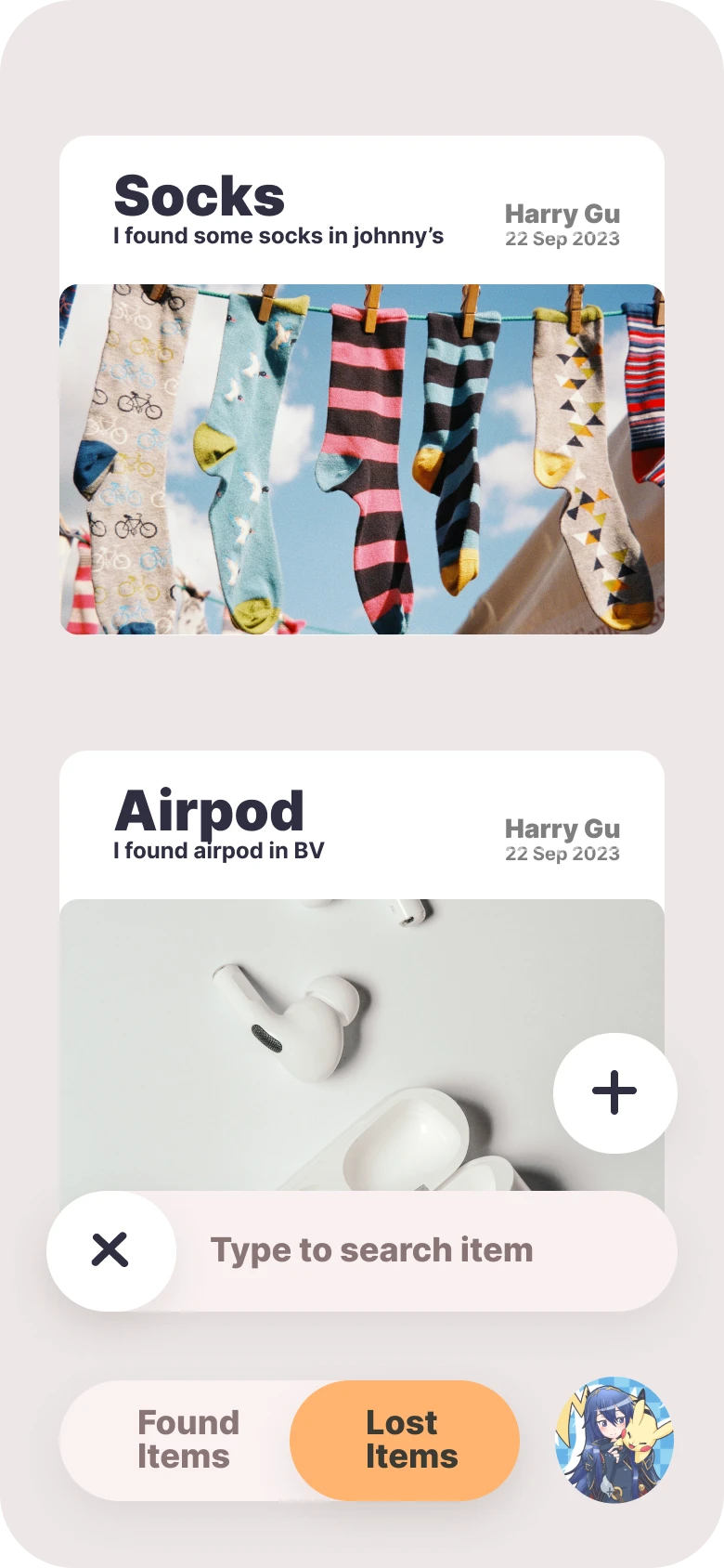 App homepage with 'Socks' typed into the search bar.