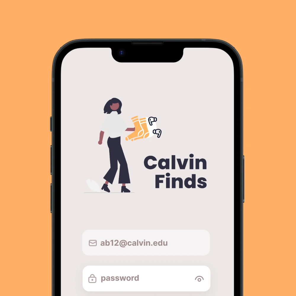 Mobile login screen featuring a flat illustration on an orange background.