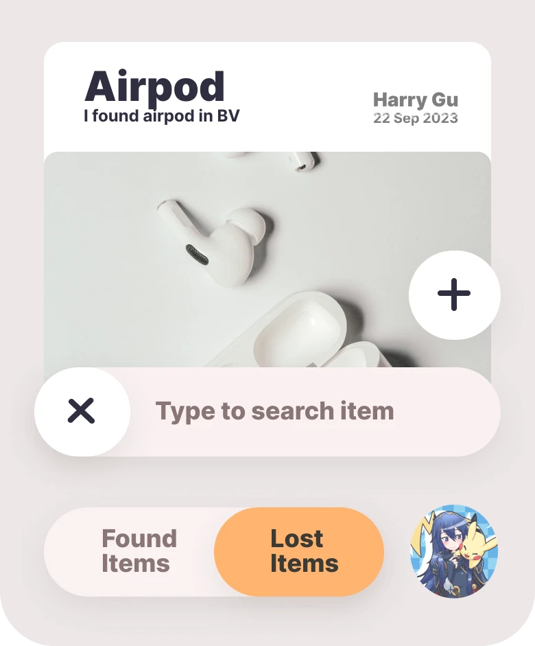 Search bar with a clear 'Type to search item' placeholder.