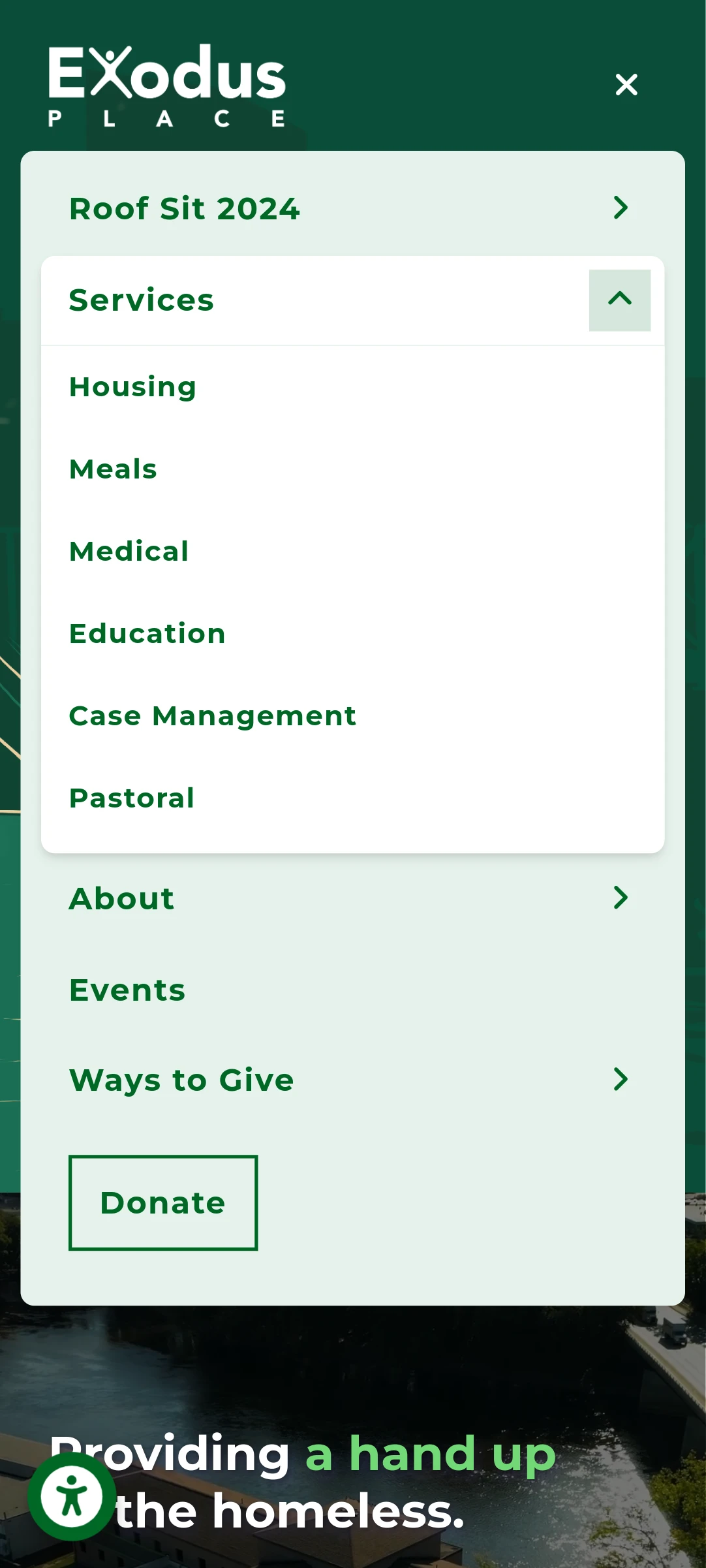 Mobile menu drawer.