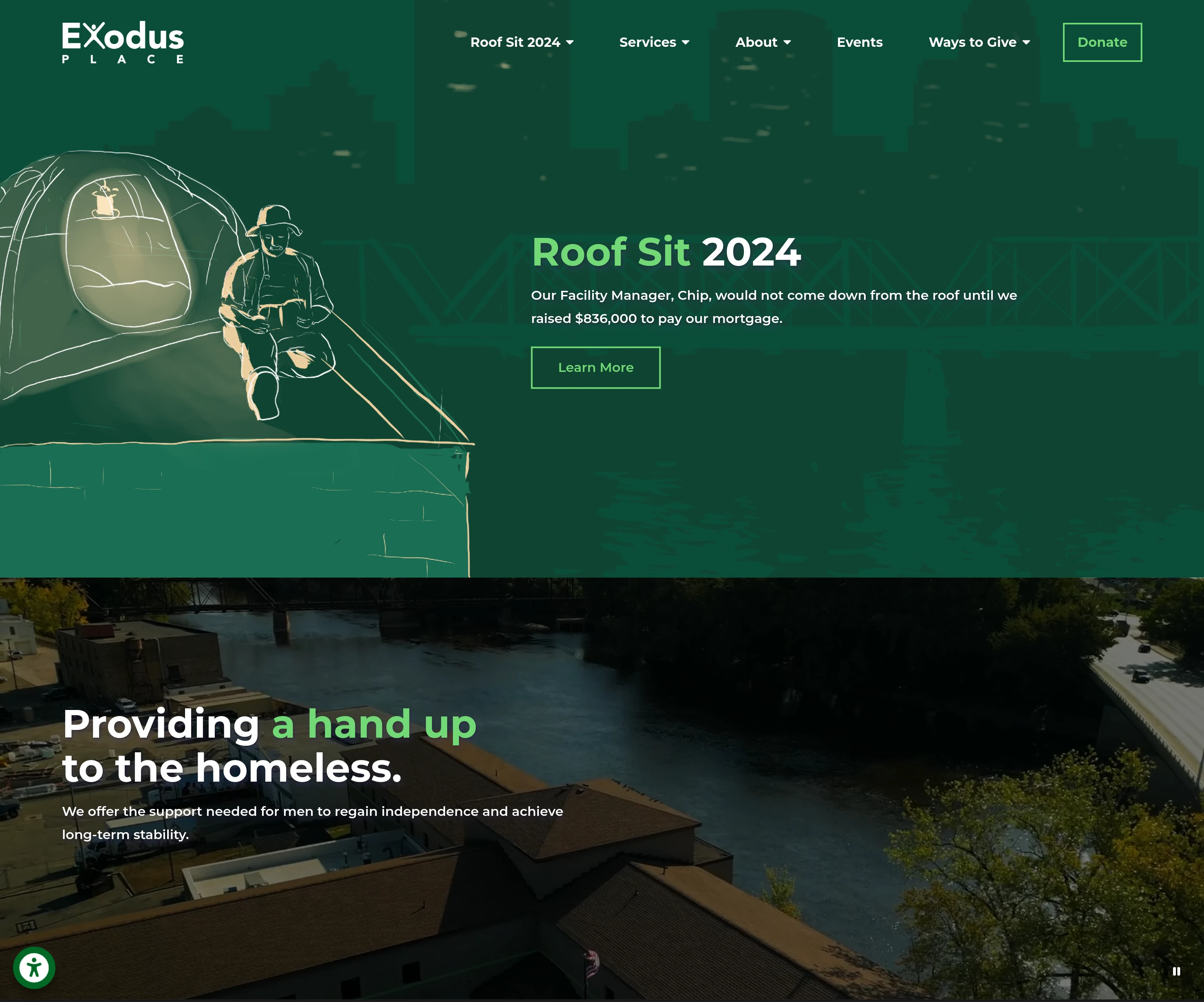 Homepage variation: 'Roof Sit' banner.