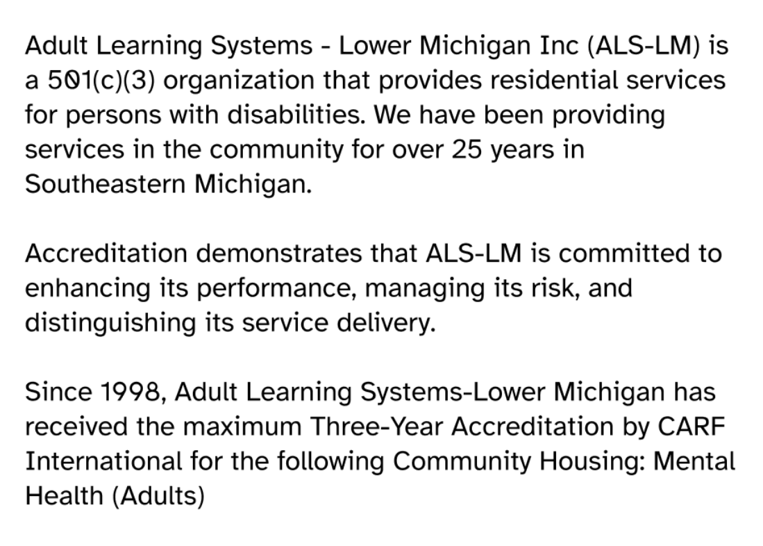 After iteration: CARF section with detailed text broken into smaller, scannable paragraphs to balance readability and trust.