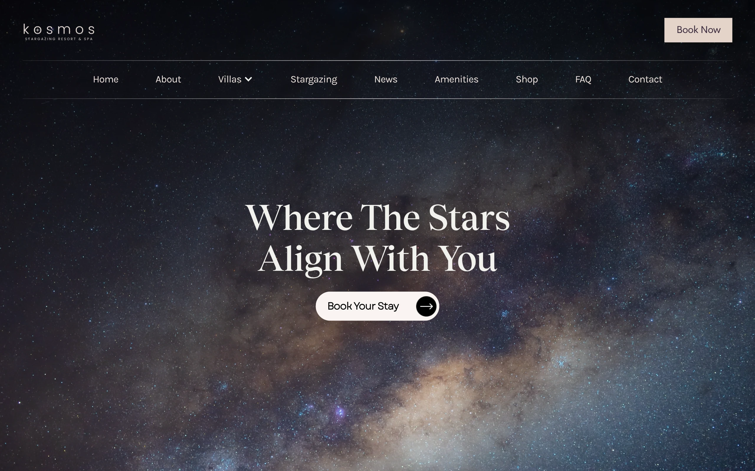 Website hero section featuring a dark galaxy background and improved contrast between the text and the background.