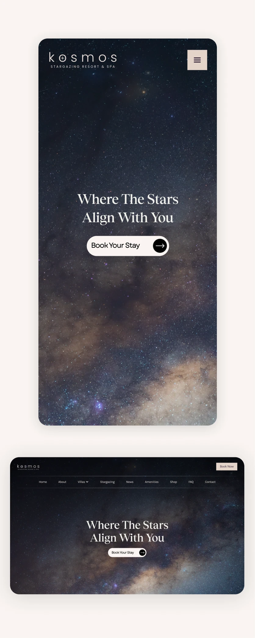 Dark starry night sky background with 'Where The Stars Align With You' headline.