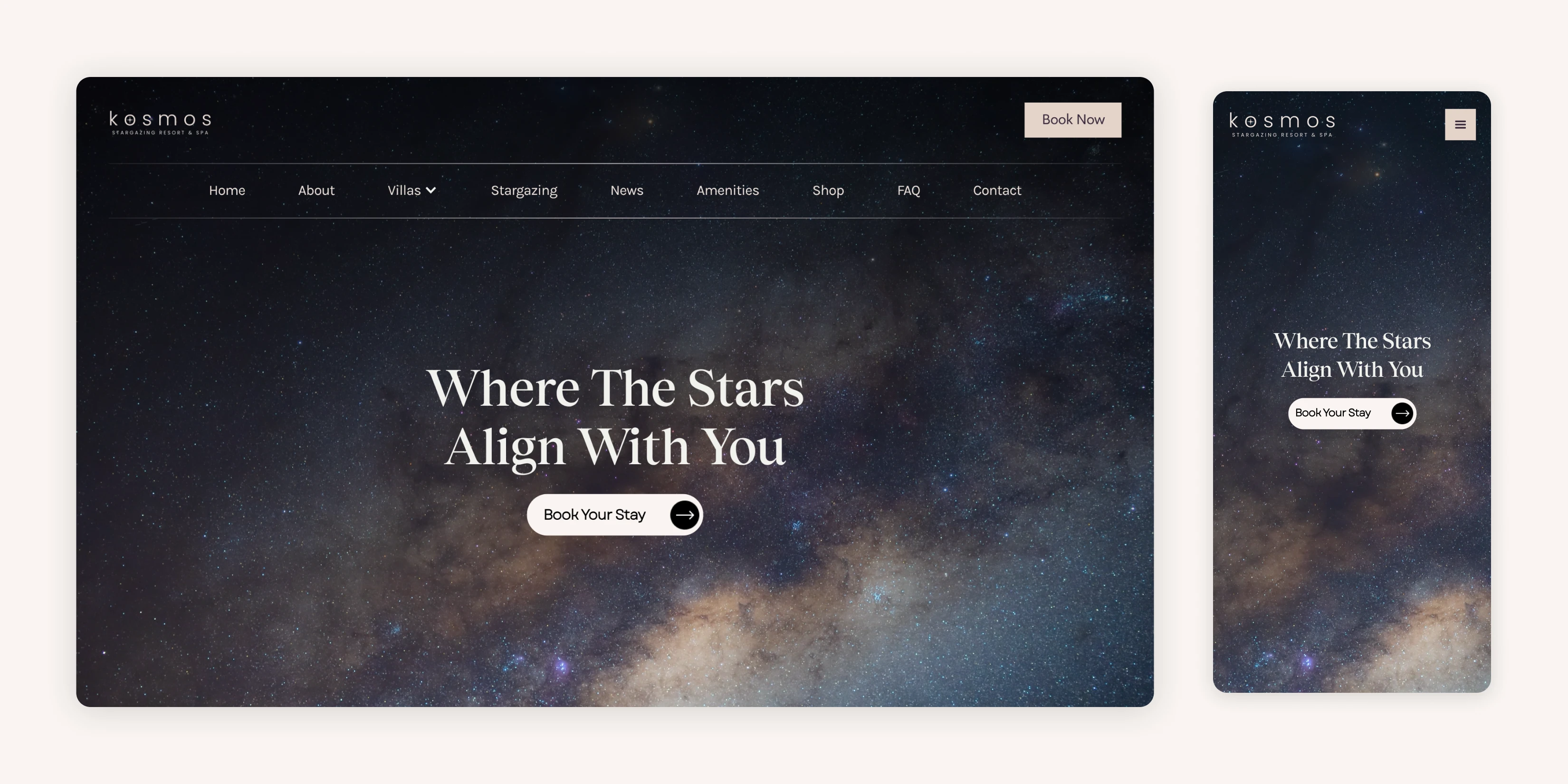 Dark starry night sky background with 'Where The Stars Align With You' headline.