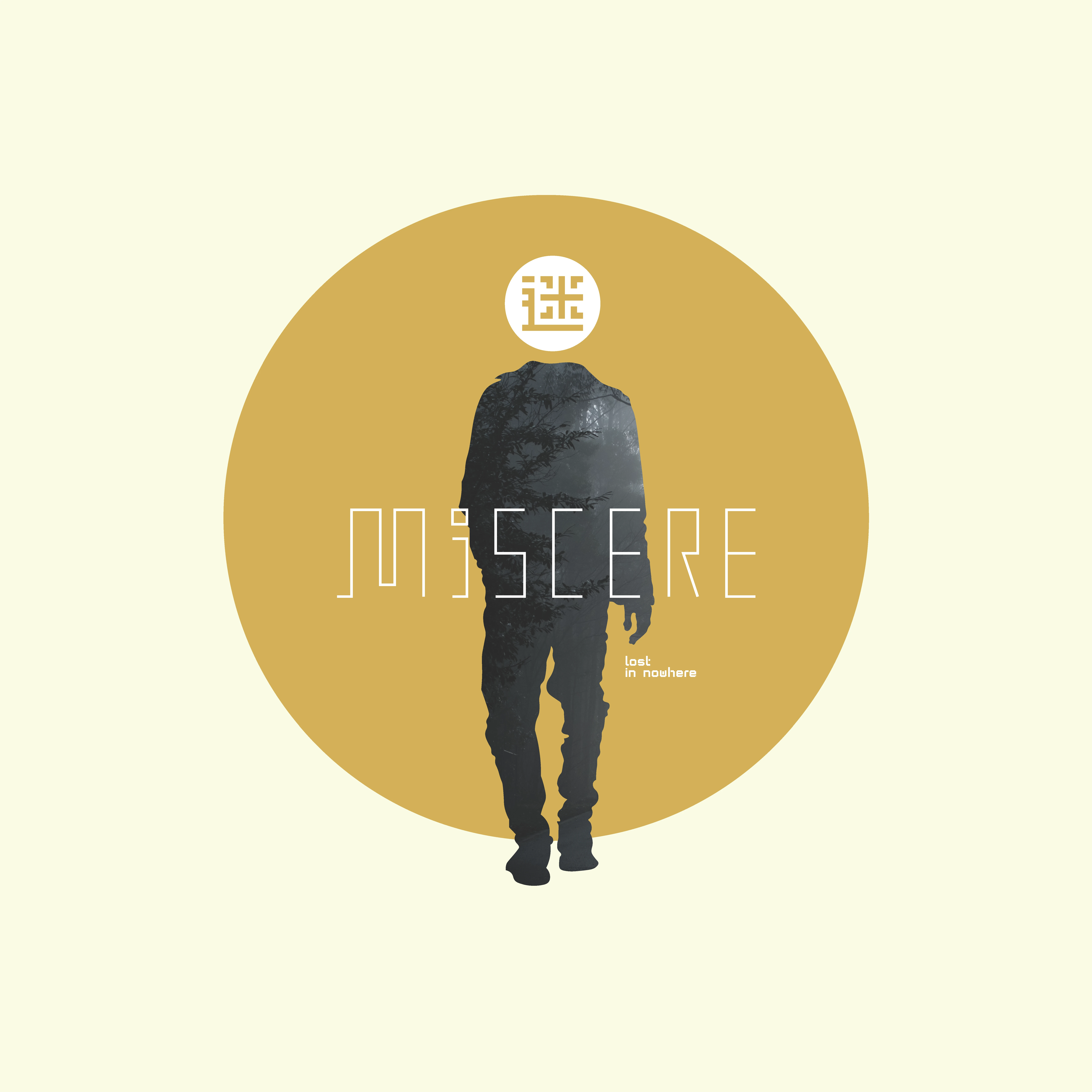 Album cover art featuring a silhouette figure standing against a gold circle with the title 'MISCERE'.