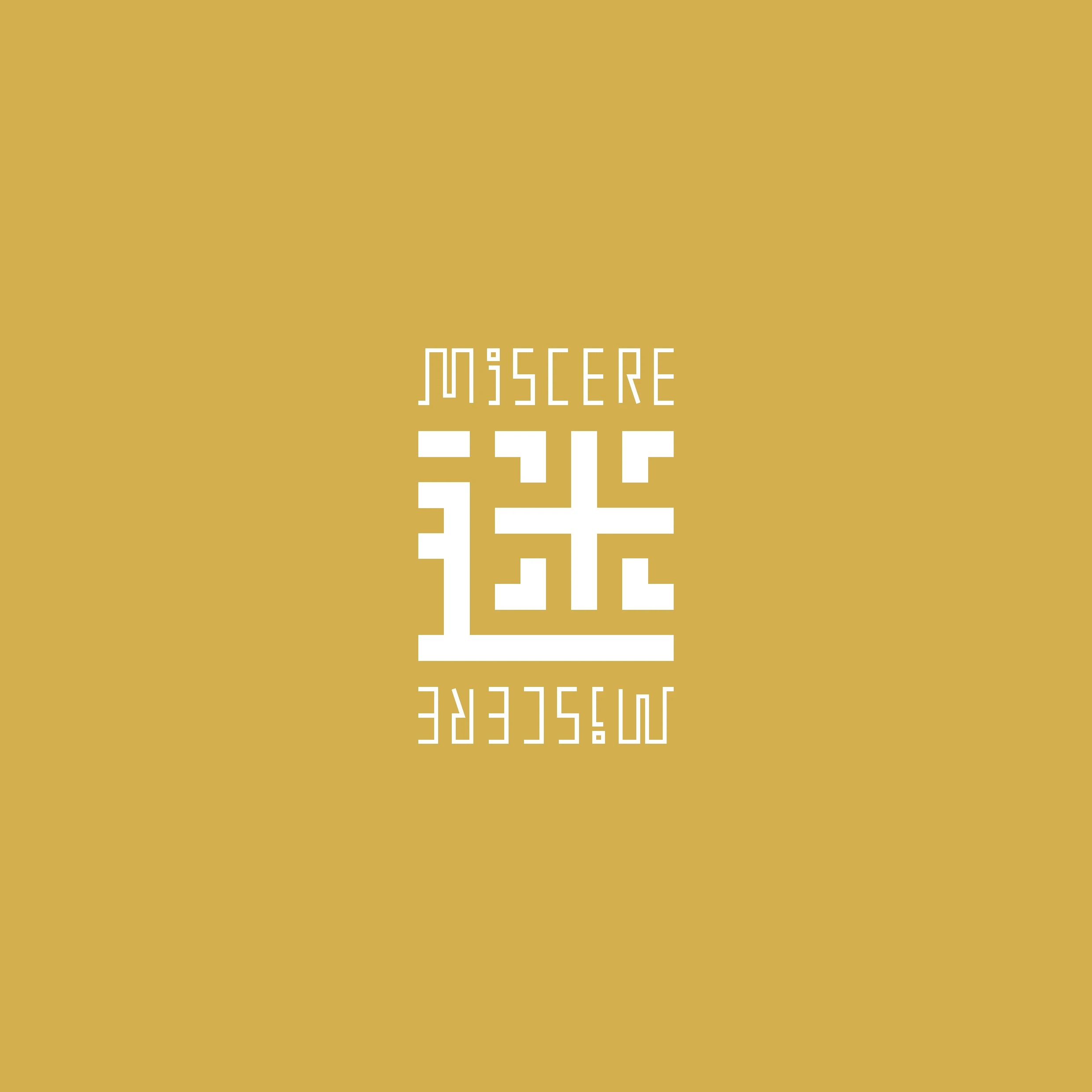 Stylized typography design of the album title 'MISCERE' featuring a geometric logo symbol.